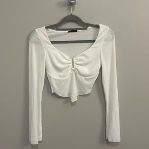 Long sleeve white cropped top